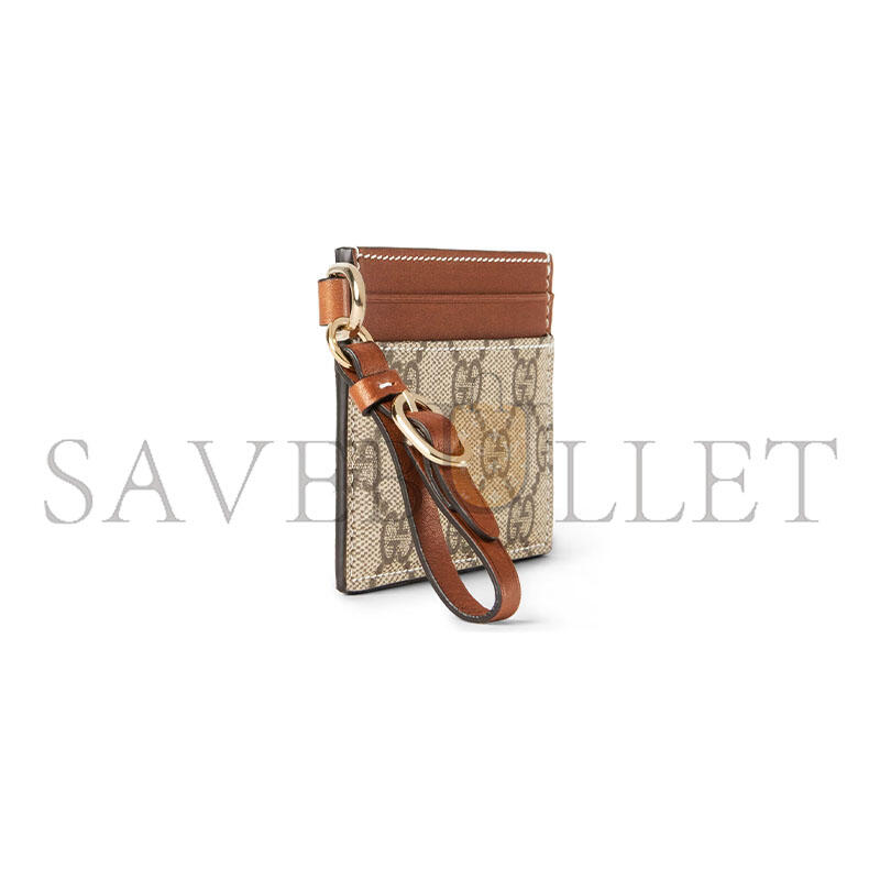GUCCI GG EMBLEM CARD CASE WITH STRAP 819121 (10*7cm)